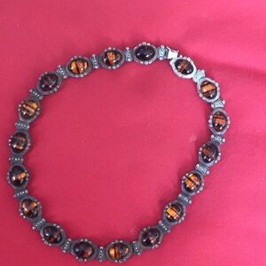 Judith Jack Vintage Sterling Silver Necklace with  Amber